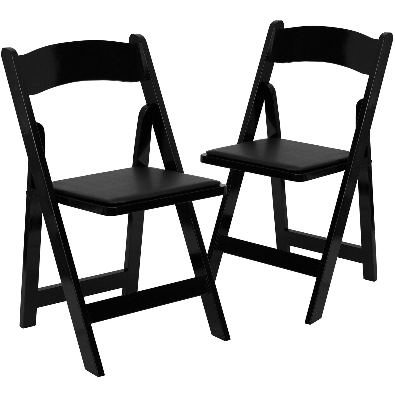 Emma and Oliver 2 Pack Wedding Party Event Wood Folding Chair with Vinyl Padded Seat
